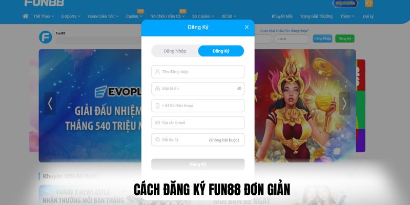 Cách đăng ký Fun88 đơn giản